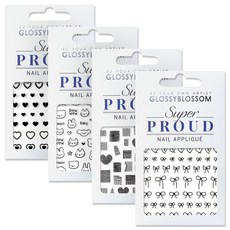 샤인비 트렌드 네일 아트 스티커 4종 세트, 1개, 블랙, TU4-01