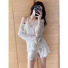 니트 비치웨어 수영복 휴가 온천용