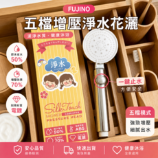 FUJINO 五檔增壓淨水花灑 五檔模式 節水50% 增壓70%, 銀色, 1個
