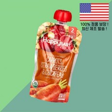 해피 패밀리 베이비 이유식 6개월 이상 당근 딸기 스트로베리 병아리콩 4온스 113g Happy Family Organics Baby Organic Food 6 Months C