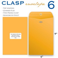 [ 미국 BAZIC ] 고급 클립 잠금 서류봉투 보안 선물용 봉투, 1팩, 524(소150x230mm) 6매입