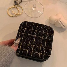 便攜式飾品收納盒 旅行珠寶盒 多格層首飾整理盒, 1個, 黑色