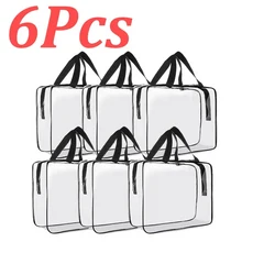 1-12Pcs 대형 장난감 보관 가방 PVC 메이크업 보관 가방 여행 방수 주최자 가방 다기능 투명 세면 용품 가, 03 6Pcs