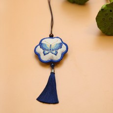 블루 나비 자수 Diy 술 수제 크로스 스티치 Omamori 뜨개질 완제품 장식 보석 향 주머니 펜던트 선물, 4, 1개