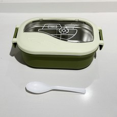 簡約不鏽鋼飯盒小學生兩格分格雙層便當盒上班族保溫午餐盒, 1個, 綠色, 如圖