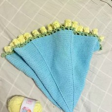 手工編織毛線diy玫瑰花鈴蘭毯子茉莉花花束抱鉤針創意禮物材料包, 湖藍淺黃鈴蘭材料包:如圖, 1個