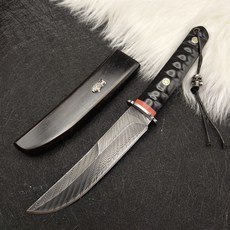 판중_사무라이 블랙 다마스커스 K470 캠핑 다용도 나이프 단검 칼
