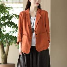 봄 여름 여성 린넨 데일리룩 긴팔 정장 캐주얼 자켓 통기성 아우터 다양한 색상 다양한 체형 룩편 안한 착용감