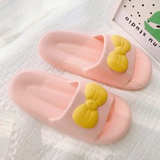실내 미끄럼 방지 여성 리본 슬리퍼, 핑크색, 1개
