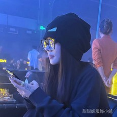 時尚冷帽 韓係黑色堆堆帽子女款25新款素顔遮臉頰包頭帽大頭圍顯臉小冷帽 韓版 保暖百搭1121