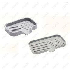 실리콘 자동 배수 싱크대 트레이 비누 스펀지 홀더 주방 정리함 욕실 캐디 식기 세제 디스펜서 카운터 수납, Combo 2Pcs Pa