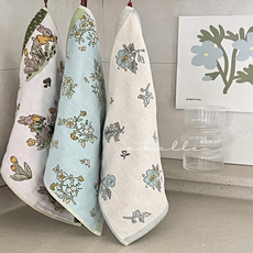 신혼일기 은은한 꽃자수 주방수건 고리수건 핸드타올 답례품 4겹 행주, 1개, 강아지 - 푸들