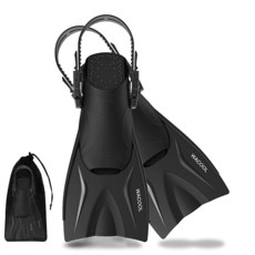 스노클링 다이빙 스쿠버 수영 훈련을 위한 WACOOL 성인용 짧은 빛 조절 가능한 여행 크기 핀 날 오리발 (레이크블루 S-M), S/M(Adult US Men 4.5-8.5 US Wo