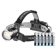 微笑鯊 TD8021 強光感應頭燈】頭燈 TD-8021 強光頭燈 感應頭燈 露營頭燈 伸縮頭燈 白黃光 釣魚燈, 1個, 【6電雙光】微笑鯊TD8021C-M80