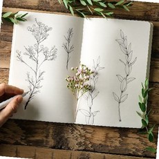 드로잉 스케치 연습용 무지 노트 크로키북 캘리그라피 글씨 연습장 빈티지 감성, 상세페이지 참조, B6 화이트 130매