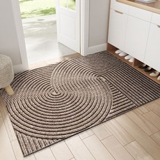 加幫手 幾何空間地墊 簡約線條 PVC 入戶地墊, 卡其,45 x 75 cm, 1個
