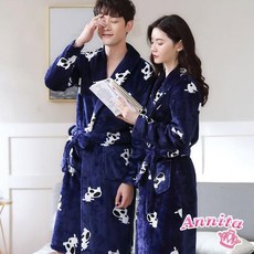 HaRu Star 情侶睡袍 法蘭絨珊瑚絨一件式睡袍居家服(男女情侶睡袍/酒店式睡袍浴袍/居家服/長袖/中大尺碼)