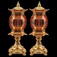 仿古宮燈財神燈關公燈佛前供燈led蓮花燈長明燈佛堂心經大號神燈 神明燈 供佛燈 長明燈 佛燈供燈 風水 擺飾 招財 佛燈, 14.5寸【招財進寶】黃金色/一對, 1個