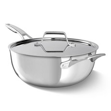 칼팔론 프리미어 폴리싱 5겹 스테인리스 스틸 조리기구 / 히트 테크 2 5Qt 셰프용 팬 뚜껑 인덕션 오븐 안전 500F 실버, 4 5qt f s Pan w/ Lid