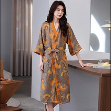 純棉雙層紗布浴袍春夏薄款情侶睡衣家居服吸水速幹A類浴衣, XL