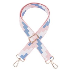 1개 납작한 폴리에스터 가방 스트랩 아연 합금 버클 기하학적 패턴 가방 교체용 액세서리 핑크색 66x3.6cm, 혼합색