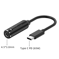 ​DC-USB C PD 65W 고속 충전 케이블 어댑터 변환기 유형 전원 잭 커넥터(MacBook 용) Lenovo Samsung Huawe, 02 4.5X3.0mm