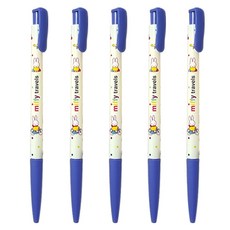 동아 미피 캐릭터 유성볼펜 0.5mm 단색, 5개, 파랑