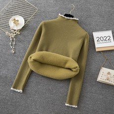 추동 도톰 일체형 수유 스웨터 기모 도톰 레이스 수유 상의