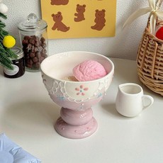 手繪花花冰淇淋杯, 1個, 手繪花花冰淇淋盃紫色,單盃