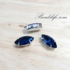 뽀트 모양 글라스 캡보석 백금도금, 몬타나, 7-15mm(30개), 1개