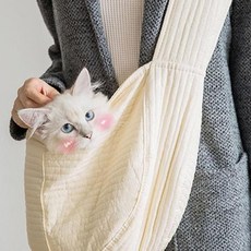 반려동물 캔버스 이동가방 1P 강아지 고양이 슬링백 새학기 학원 OC_0209TC, 아이보리_S