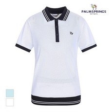 팜스프링스 여성 심플 배색 펀칭 반팔티셔츠_STML232258 707703