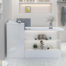안내데스크 카운터 계산대 옷가게 카페 매장 인포데스크, 120x50x100cm, 전체 화이트 오른쪽