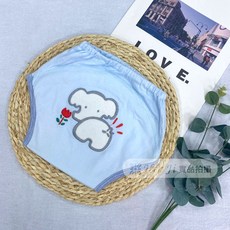 【禾季】台灣製 四層透氣學習褲。戒尿布/尿布褲/幼童外出褲/防漏/重複使用, 1個, 甜心小象(藍色),80cm【9-11kg】