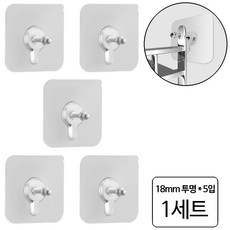 룰루랄라 볼트형 부착식 고정 후크, 18미리투명 (1014)5입, 1세트