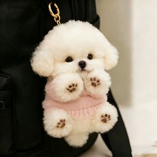 비숑 키링 인형 소품 감성 고리 가방 강아지, 1개, E. 분홍 스웨터 비숑 마리