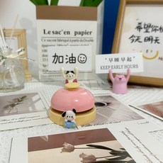 臺灣出貨 【可愛搶答鈴】卡通鈴鐺手按搶答鈴寵物傳喚鈴前臺上菜鈴餐桌鈴, 【藍色小帕】粉色鈴鐺一件, 1個