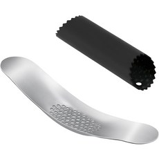WHTSU 마늘 프레스 430 스테인리스 스틸 로커 다진 고기 보너스 식품 등급 실리콘 필러 (블랙), Stainless Steel