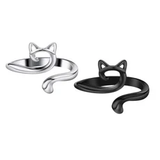 MIUSIE 2pcs 조정 가능한 뜨개질 크로 셰 뜨개질 루프 링 니트 원사 가이드 손가락 빠른 홀더 골무 스레드, 07 silvery black