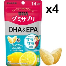 UHA 구미 사프리 DHA & EPA 14 일분 28 알 1일2알 레몬 맛 x4개