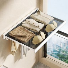 망사 수납 선반 발코니 욕실 다용도 훅이 있는 가정용 숨겨진 확장형 건조망H420, 1개, 흰색