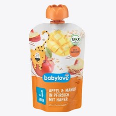 독일 베이비러브 유기농 과일퓨레 - 사과 당근&망고 100g (악어), 100ml