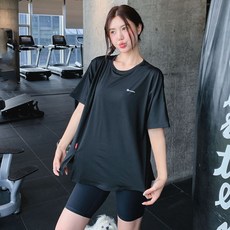 WEIHAN 빅사이즈 스트레칭 티셔츠 여성 데일리 기능성 트레이닝 홈트레이닝 캐주얼 반팔