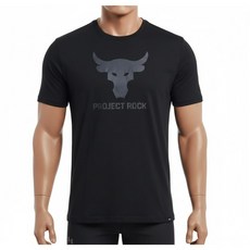 [언더아머_스포츠] 반팔 티셔츠 Black 프로젝트락 드웨인존슨 시그니처 TM1383191 헬스복 Project Rock 코튼 블렌드 셔츠 드웨인 존슨이 인증한 훈련용