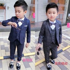 兒童西裝 男童西裝婚禮喜宴花童禮服 兒童畢業禮服西裝婚紗攝影拍照花童西裝套裝 鋼琴比賽格子西裝 寶寶西裝 童裝