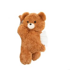 티슈 상자 디스펜서 플러시 동물 패턴 종이 케이스 홀더, 1. Shallow Bear, 1개