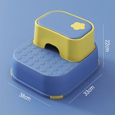 兒童墊腳凳 腳踏凳 踩腳凳 防滑安全加寬設計, 雙層【藍黃】送防滑墊-自由拆卸