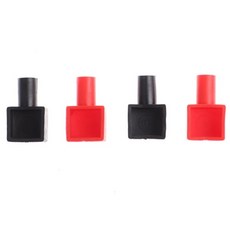 4pcs 레드 + 블랙 스퀘어 오토바이 배터리 터미널 보호 슬리브 고무 포지티브 네거티브 폴 커버, 1개