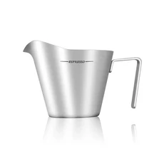 IKAPE 60ml 스테인리스 스틸 에스프레소 푸어 컵 손잡이 및 주입구 포함 금속 V자형 커피 바 액세서리, 01 빠른  Mainland, 01 100ml 용량, 06 1PCS Silver