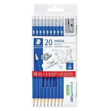 스테들러 미국매장정품+ STAEDTLER Norica 연필 세트 미리 깎은 #2 HB 18개 지우개 1개 및 샤프너 파손 심 1846542, 20.